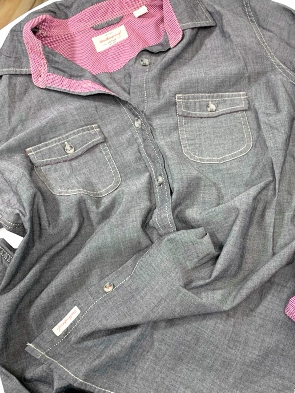 Weatherproof Gray Button Front Shirt